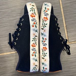 Keds x Rifle Paper Co Triple Kick Strawberry Fields Embroidered Sneakers